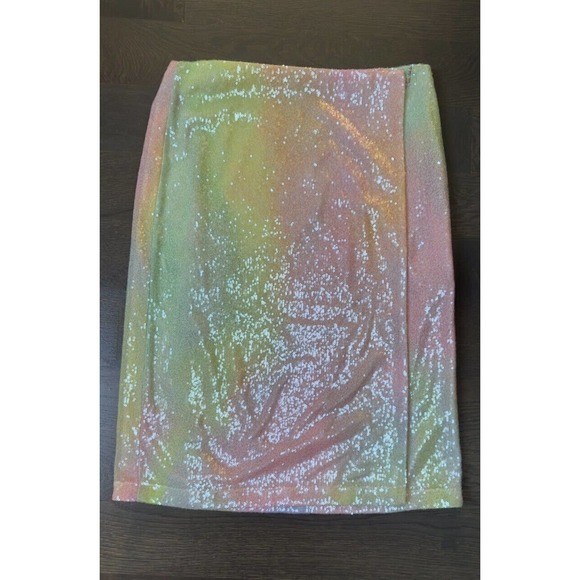 NEW~ Stine Goya Rainbow Arwen Fully Sequined Wrap Midi Skirt S $460 - Picture 7 of 9